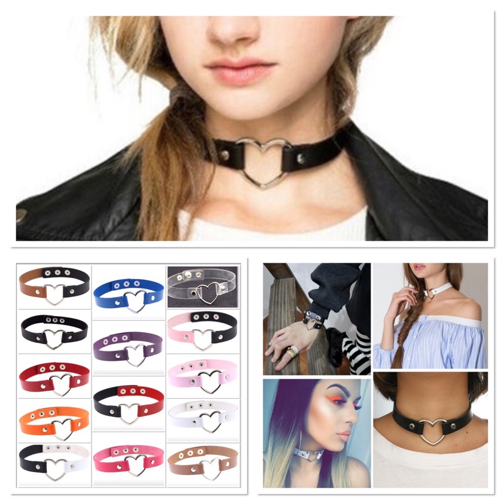 ❤️ Awesome PU leather heart choker 🖤 Light Pink